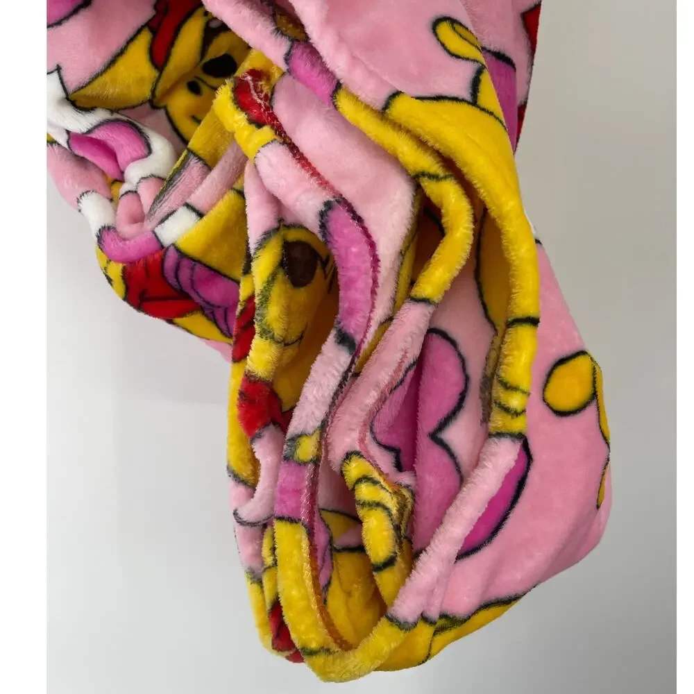 Disney Winnie the Pooh Pink Hearts Plush Throw Blanket 50 x 70 Soft Valentine's
